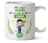 MUGFFINS Tazas Personalizadas para VECINO - En Español - Eres Mejor del Mundo - 11 oz / 330 ml - Regalo personalizable original y divertido