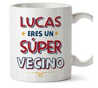 MUGFFINS Tazas Personalizadas para VECINO - En Español - Eres Súper - 11 oz / 330 ml - Regalo personalizable original y divertido