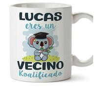 MUGFFINS Tazas Personalizadas para VECINO - En Español - Koalificados Personalizados - 11 oz / 330 ml - Regalo personalizable original y divertido