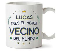 MUGFFINS Tazas Personalizadas para VECINO - En Español - Mejor del Mundo - 11 oz / 330 ml - Regalo personalizable original y divertido