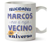MUGFFINS Tazas Personalizadas para VECINO - En Español - Mejor del universo - 11 oz / 330 ml - Regalo personalizable original y divertido