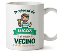 MUGFFINS Tazas Personalizadas para VECINO - En Español - Propiedad de - 11 oz / 330 ml - Regalo personalizable original y divertido