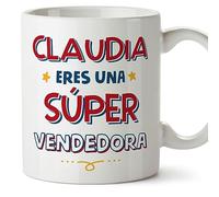 MUGFFINS Tazas Personalizadas para VENDEDORA mujer - En Español - Eres Súper - 11 oz / 330 ml - Regalo Personalizable original y divertido