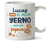 MUGFFINS Tazas Personalizadas para YERNO - En Español - Mejor que yo Sepia - 11 oz / 330 ml - Regalo personalizable original y divertido