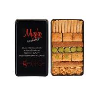 Mughe Gourmet Caja de Baklava Turco Premium, 600g Dulces Orientales Artesanales (6 Variedades) en Lata Metálica Elegante