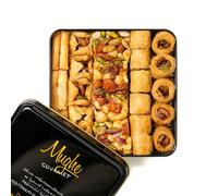 Mughe Gourmet - Caja de regalo de postres de baklava de lujo - Dulces frescos de pistacho turco Baklawa - 750g - doble capa - Regalos de pasteles para hombres y mujeres, Navidad, cumpleaños