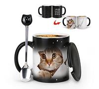 MUGKISS Bonita taza de gato que cambia de color, 11 onzas, I Work Hard So My Cat Can Have a Better Life,Taza de cerámica que cambia el calor, bonito regalo de gato, amigos, amantes de los gatos.