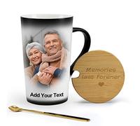 MUGKISS Taza de café personalizada, tazas que cambian de color, taza personalizada, fotos y texto en ambos lados, regalo único para cumpleaños, familia, amigos y amantes. (F tapa de 16 onzas)