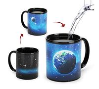 MUGKISS Taza mágica de color cambiante, 330 ml (11 oz) con diseño de universo espacial, taza de café de cerámica para adultos, regalo astronomía