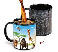 MUGKISS Zoo Heat,Taza de café cambiante de color, 11 onzas, con animales en bosque, taza de té de cerámica personalizada, bonitos regalos para cumpleaños, Navidad, para niños y amigos familiares.