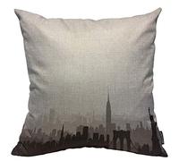 Mugod Funda de almohada con diseño de la ciudad de Nueva York USA Skyline NYC con monumento de la libertad American Landmarks Urban Architectural Home Decor Funda de almohada para hombres y mujeres 18 x 18 pulgadas