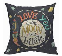 Mugod Funda de cojín I Love You To The Moon and Back con cita romántica en el fondo del universo para hombres y mujeres, funda de almohada decorativa para el hogar, sofá, silla, 45 x 45 cm