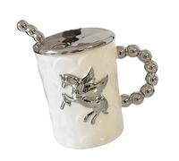 Mugs, Taza de Café de Unicornio Plateado, Adorable Jarra Mítica con Aislamiento Térmico, Vaso Mágico de Cerámica Para Viajes, Gran Capacidad de 400 Ml, Taza Fantástica, Diseño(White)