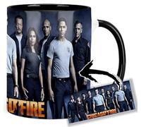 MUGSVILLE Chicago Fire Taylor Kinney Jesse Spencer Kara Killmer Monica Raymund Taza Interior y Asa Negra Ceramica Mug