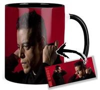 MUGSVILLE Mr Robot Rami Malek Taza Interior y Asa Negra Ceramica Mug