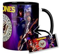 MUGSVILLE Ramones Joey Ramone Johnny Dee Dee Marky Hey Ho Let's Go Taza Interior y Asa Negra Ceramica Mug