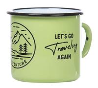MUGSY Taza esmaltada Never Stop Exploring de 330 ml, diseño natural y dicho, irrompible, color verde
