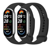 Mugust 2 Piezas Correas para Xiaomi Mi Band 8/9/10 Mujer Hombre,Silicona Coloridos Recambio Suave Pulseras de Repuesto para Xiaomi Mi Smart Band 10/9/8(Negro/Negro)