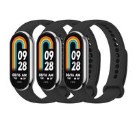 Mugust 3Piezas Correas para Xiaomi Mi Band 8 Mujer Hombre,Silicona Coloridos Recambio Suave Pulseras de Repuesto para Mi Band 8(Negro/Negro/Negro)