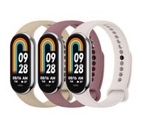 Mugust 3Piezas Correas para Xiaomi Mi Band 8 Mujer Hombre,Silicona Coloridos Recambio Suave Pulseras de Repuesto para Mi Band 8(Starlight/Marrón/Humo morado)
