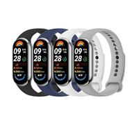 Mugust 4Pack Correas para Xiaomi Mi Band 9/10/8 Mujer Hombre,Silicona Coloridos Recambio Suave Pulseras de Repuesto para Xiaomi Mi Smart Band 8/9/10(Negro/Azul/Blanco/Gris)
