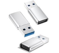 Mugust Adaptador USB 3.0 a USB C 3 Pack,USB C Hembra a USB Macho Convertidor Adaptador para iPhone 16 15 Pro MAX,CarPlay,AirPods,iPad,MacBook,Samsung Galaxy S24 S25 Ultra(Plata)