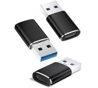 Mugust Adaptador USB 3.0 a USB C 3 Pack,USB C Hembra a USB Macho Convertidor Adaptador para iPhone 16 15 Pro MAX,CarPlay,AirPods,iPad,MacBook,Samsung Galaxy S24 S25 Ultra(Negro)
