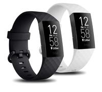 Mugust Paquete de 2 correas de repuesto compatibles con Fitbit Charge 3 / Fitbit Charge 4, correa de reloj deportivo suave para mujeres y hombres, pequeña y grande, negro/blanco, S 5.5" - 7.1"