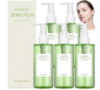 Mugwort Film&ZeroFilm Cleansing Oil, Gentle Facial Cleanser for Deep Pore, Double Cleanse-No Clog Pores, Daily Makeup&Blackhead Removal,Makeup Remover,Deep Pore Cleanser,Leaves Skin Soft & Hydrated (5
