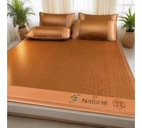 Mugwort - Juego de alfombrillas refrescantes de ratán natural y artemisia, con fundas de almohada para camas individuales, Cal King, solo limpieza localizada (B, 150 x 200 cm)