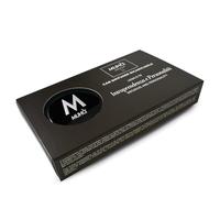 MUHA' Ambientador para coche recargable, fragancia a maderas y té, acabados de piel sintética brillante, diámetro de 5 cm