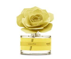 MUHA' | Difusor de fragancia para ambientes Rosa Diffuser, Fragancia Uva e Fico, Difusor de Ambiente con Rosa de Madera de Abedul, Formato de 50 ml
