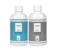 Muhà - Juego de 2 ambientadores concentrados para la colada de 400 ml - Fragancias intensas - Perfume duradero, formato grande, uso universal en lavadora (mar de invierno + flores de algodón)