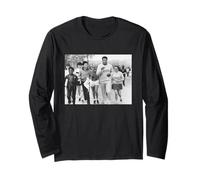 Muhammad Ali Champion Boxer corre con estudiantes universitarios Manga Larga