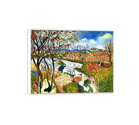 MUHJDYC André Derain Famosa Arte Pintura-Cuadros sobre Lienzo-Marco Blanco Decoracion Salon-Reproducción(Paisaje azul) 50x65cm