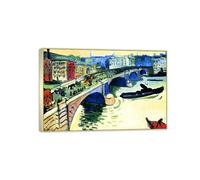 MUHJDYC André Derain Famosa Arte Pintura-Cuadros sobre Lienzo-Marco Plateado Decoracion Salon-Reproducción(London Bridge) 60x90cm