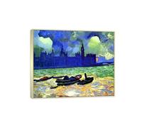 MUHJDYC André Derain Famosa Arte Pintura-Cuadros sobre Lienzo-Marco Plateado Decoracion Salon-Reproducción(Houses at Night, Londres) 60x70cm