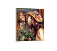 MUHJDYC Auguste Renoir Famosos Arte Cuadros Impresión sobre Lienzo-Marco de Madera Imagen Decoracion Salon-Reproducción(Chicas con lilas) 50x60cm-19x23in