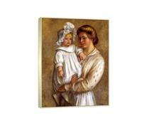 MUHJDYC Auguste Renoir Famosos Arte Cuadros Impresión sobre Lienzo-Plateado Marco Imagen Decoracion Salon-Reproducción(Mujer y niña) 30x40cm-12x16in