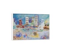 MUHJDYC Jean Dufy Famosa Cuadro Arte Póster Reproducción-Marco Blanco Impresiones en Lienzo-Cuadros Decoración Salon(Moulin) 70x100cm