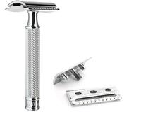 MÜHLE Peine cerrado plano de afeitar R89 Asa de metal con detalles de metal cromado
