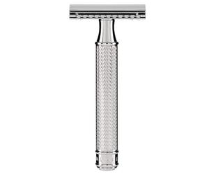 Muhle R89 Navaja de Afeitar | metal cromado plateado, incluye Hoja clásica de doble filo, premium y duradera, para barba, cara y cuerpo
