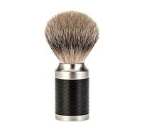 Muhle Rocca Inoxidable Acero y Negro Mate Mango Con punta plateada Brocha Afeitado Pelo Tejón