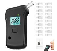 muhogxio Alcoholimetro, Test de Alcoholemia con Precisión Policial con 20 Boquillas,Test Alcoholemia Profesional con Pantalla LCD Digital,Test de Alcoholemia para Uso Doméstico y en Fiestas