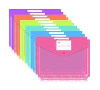 muhogxio Cartellina Portadocumenti A4 Tridimensionale 12 Pezzi, Cartellina Porta Documenti con Apertura a Busta e Bottone per Casa Ufficio Scuola (6 Colori)