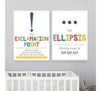 Muholin 2 carteles educativos de puntuación y gramática inglesa,lienzo para pintar,imágenes de pared para aulas de educación en casa,símbolos del habla,decoración de habitaciones 50x70cmx2 Sin Marco