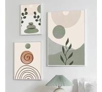 Muholin 3 carteles abstractos de geometría,líneas,lienzo,hojas,sol,arcoíris,arte de pared nórdico,imágenes para sala de estar,decoración del hogar 30x40cmx3 sin marco