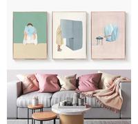 Muholin 3 impresiones de playa,mar,buceo,copa de vino,taza de café,arte de pared para nadar,estética minimalista,lienzo,pintura,carteles para decoración del hogar 30x40cmx3 sin marco