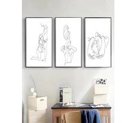 Muholin 3 Pósteres de arte lineal abstractos de pareja enamorada,pintura minimalista de hombre y mujer sobre lienzo para decoración de pared en el dormitorio o sala de estar. 40x60cmx3 Sin Marco