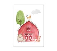 Muholin Animales de granja Cerdo Vaca Oveja Pollo Ganso Cuadros en lienzo para guardería Póster e impresión Arte de pared Imágenes para sala de estar hogar 30x40cm sin marco